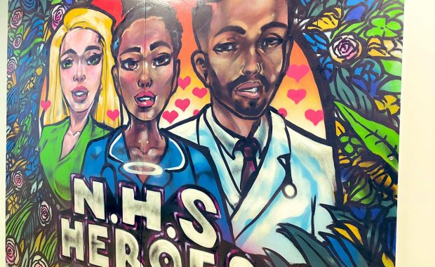 One of the completed NHS Heroes artworks by the Graffiti Kings