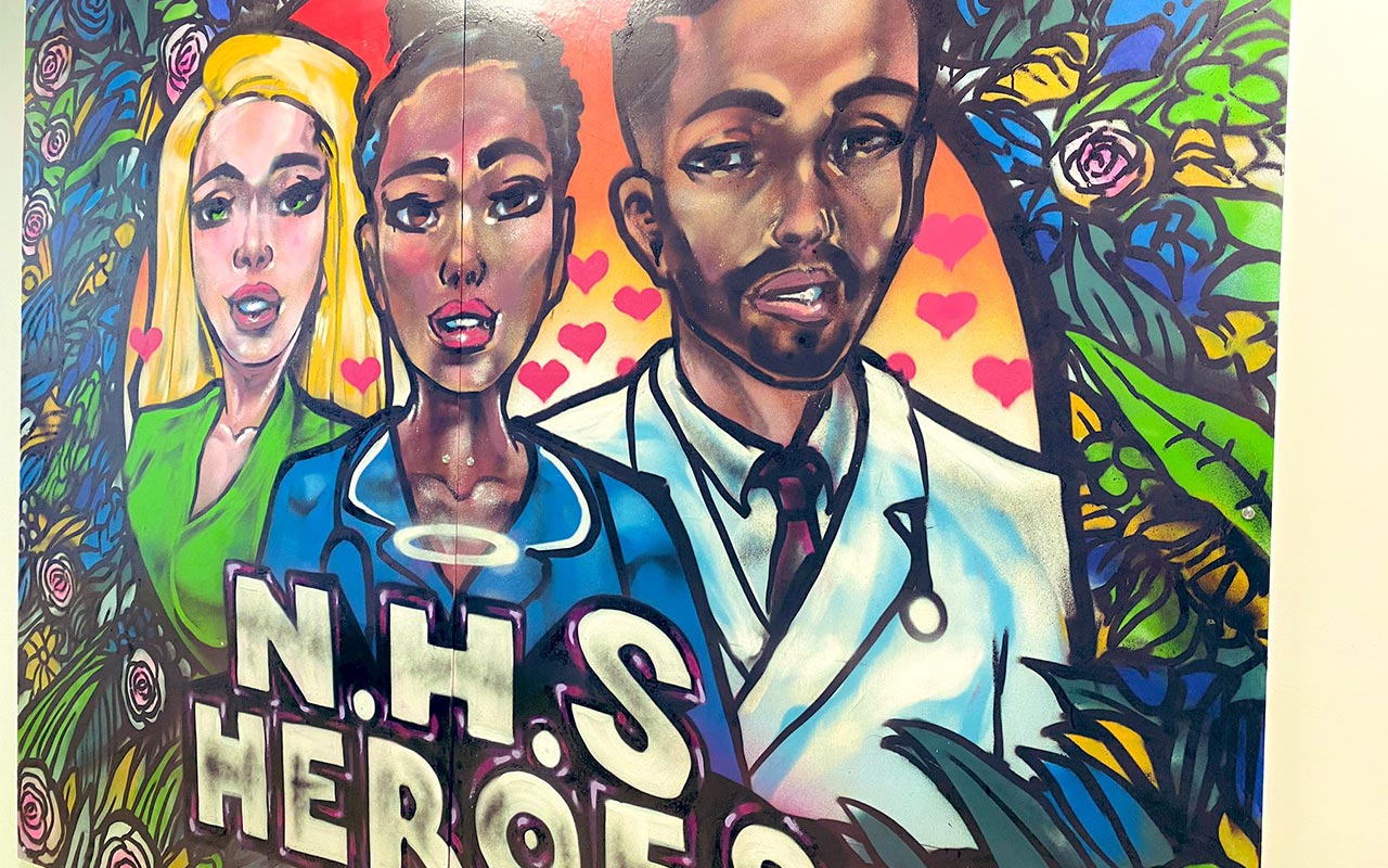 One of the completed NHS Heroes artworks by the Graffiti Kings