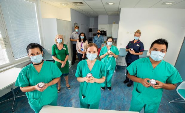 Royal Free Hospital staff with Oander branded cupcakes