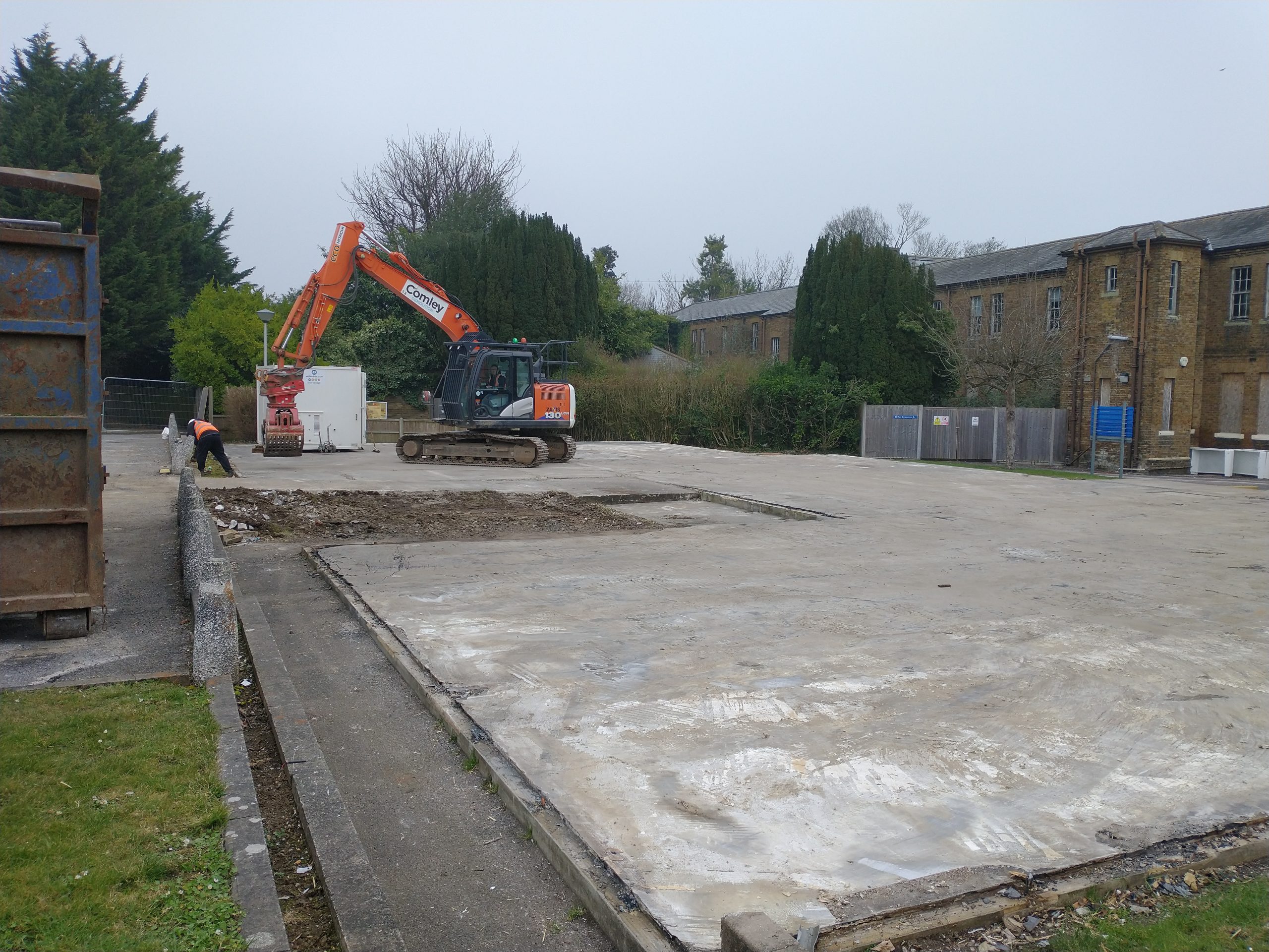 concrete slab remained onsite after building demolition