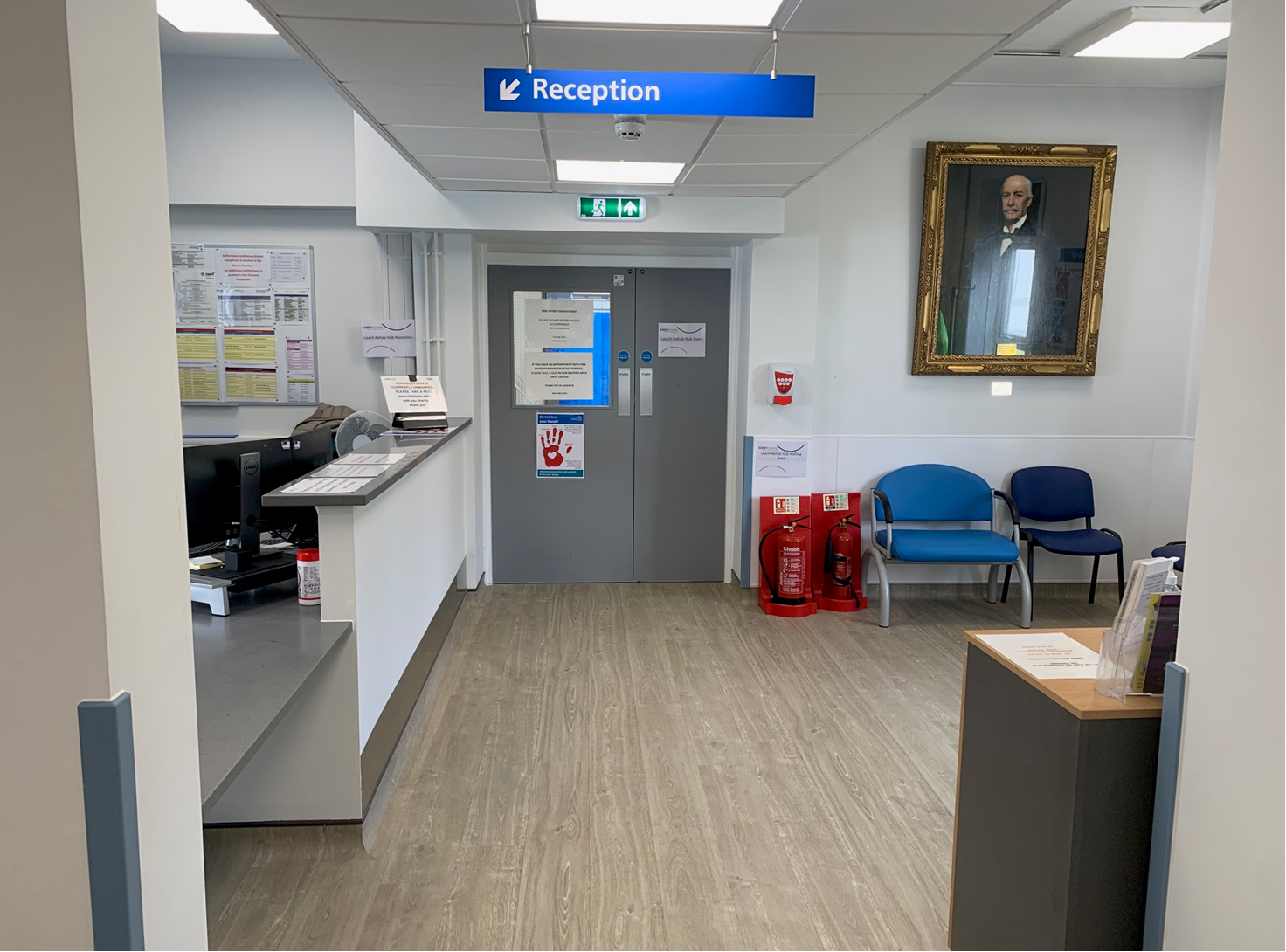 leach ward waiting room with portrait of my leach